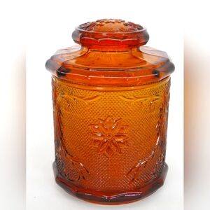 Tiara Indiana Amber Glass Jar with Lid